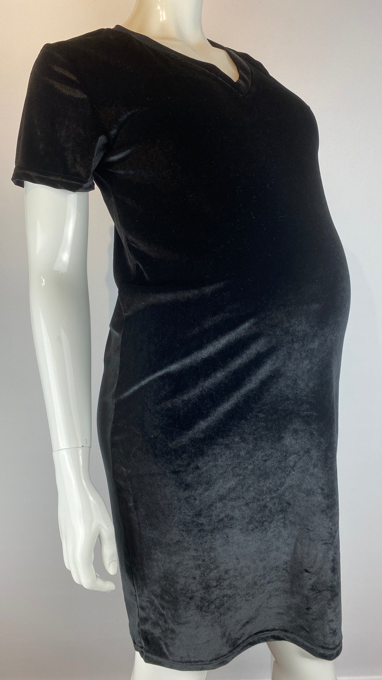 LARGE - Robe de velour Rose Maternité